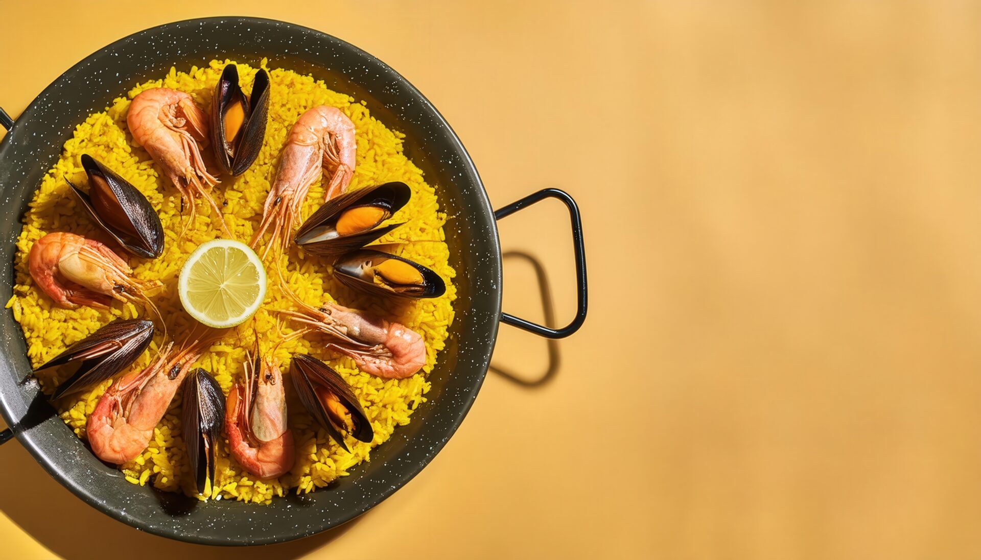 レモン添えのパエリア