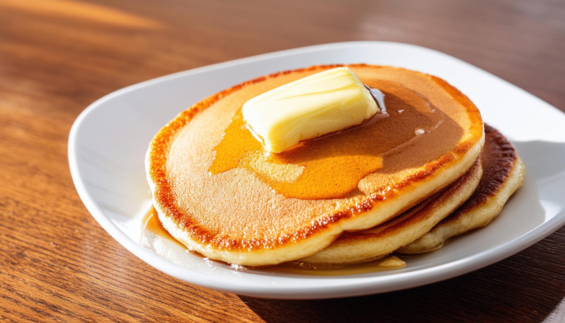 朝日に照らされたパンケーキ