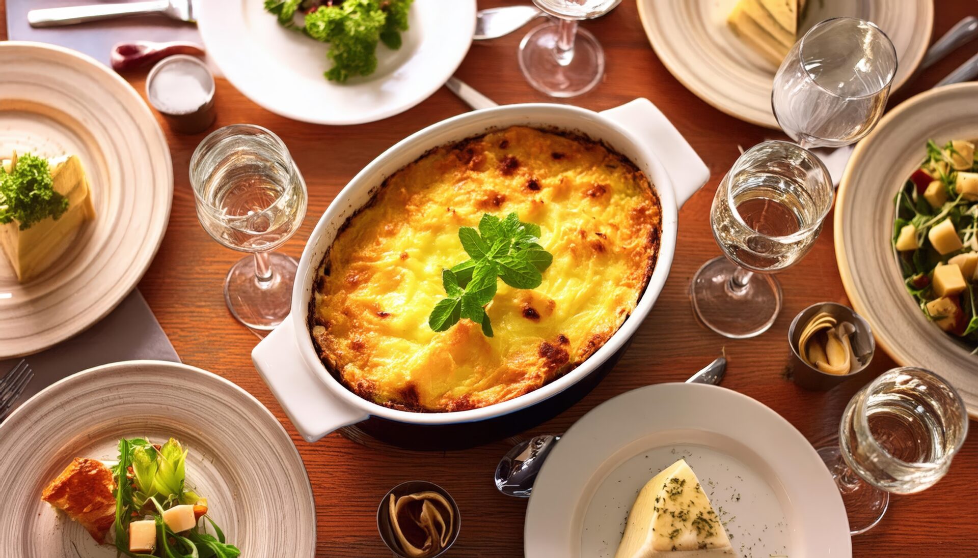 食卓に並ぶコース料理