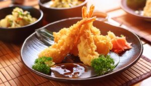 海老天ぷらの盛り付け