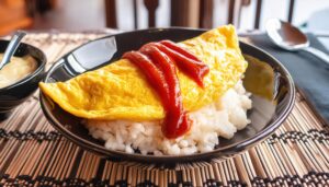 黒い器のオムライス