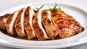 盛り付けられたジューシーチキン