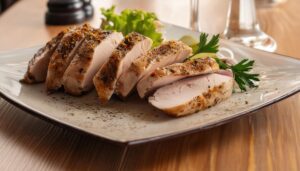 ペッパーチキンスライスの盛り付け