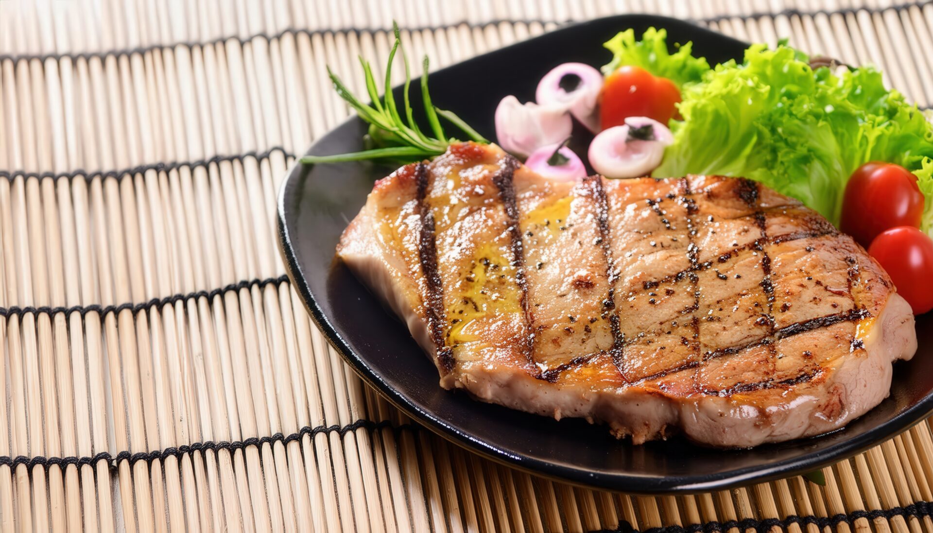 サラダ添えグリルポークステーキ