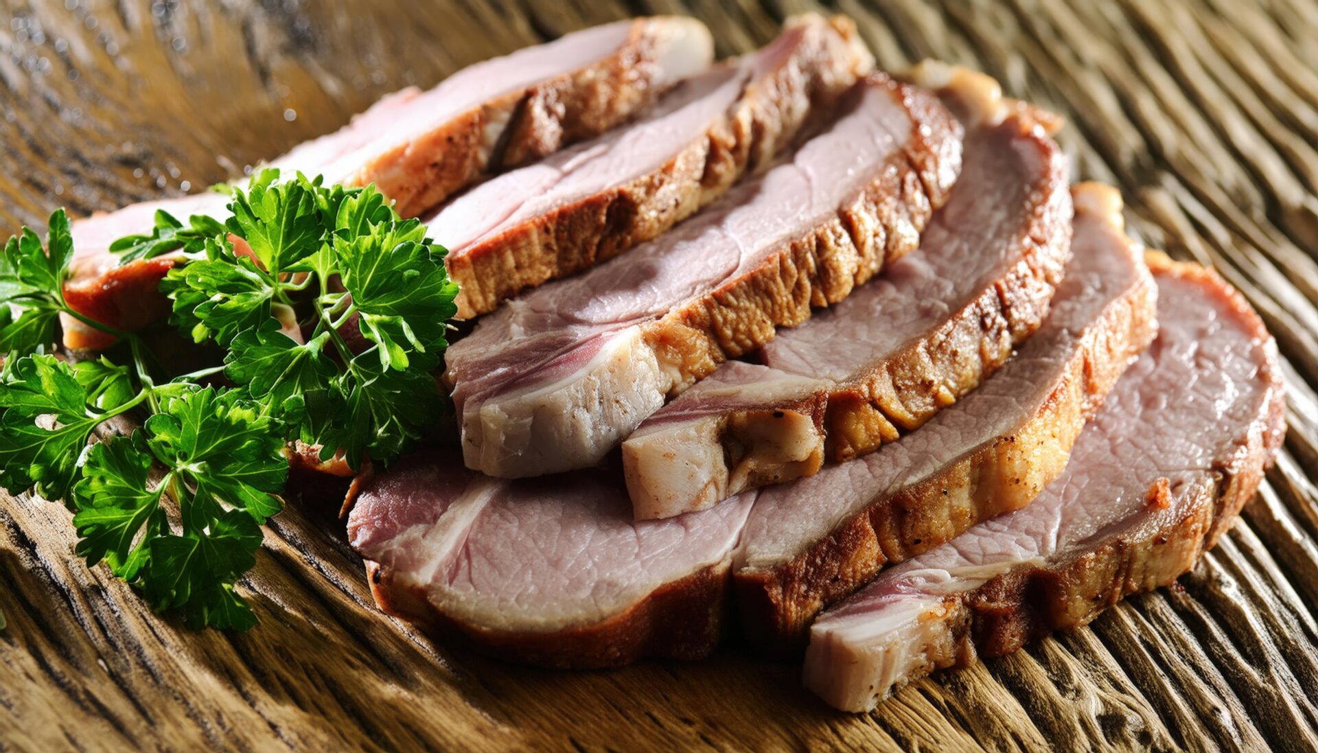 ハーブ添えのポークスライス