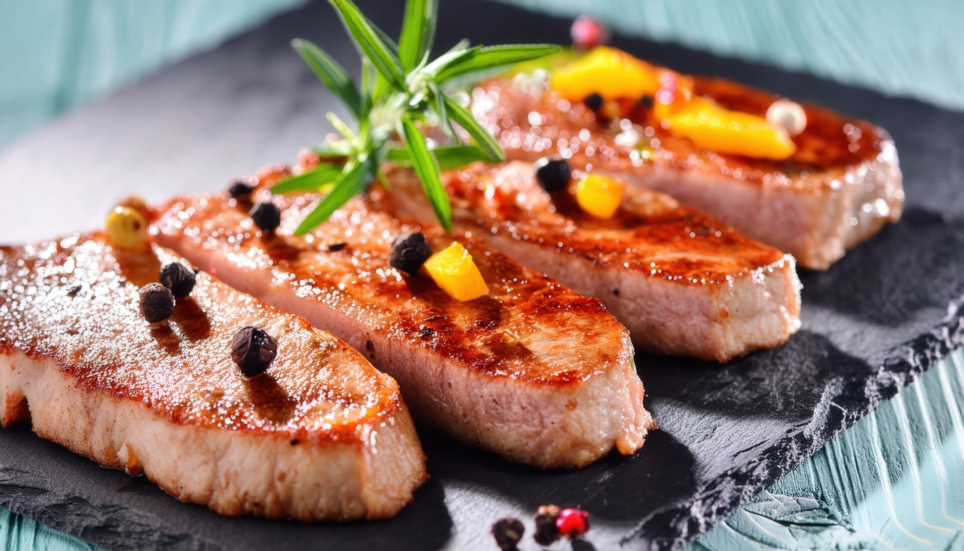 ペッパーとハーブのポークステーキ