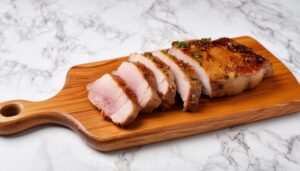 木製ボードのローストポーク