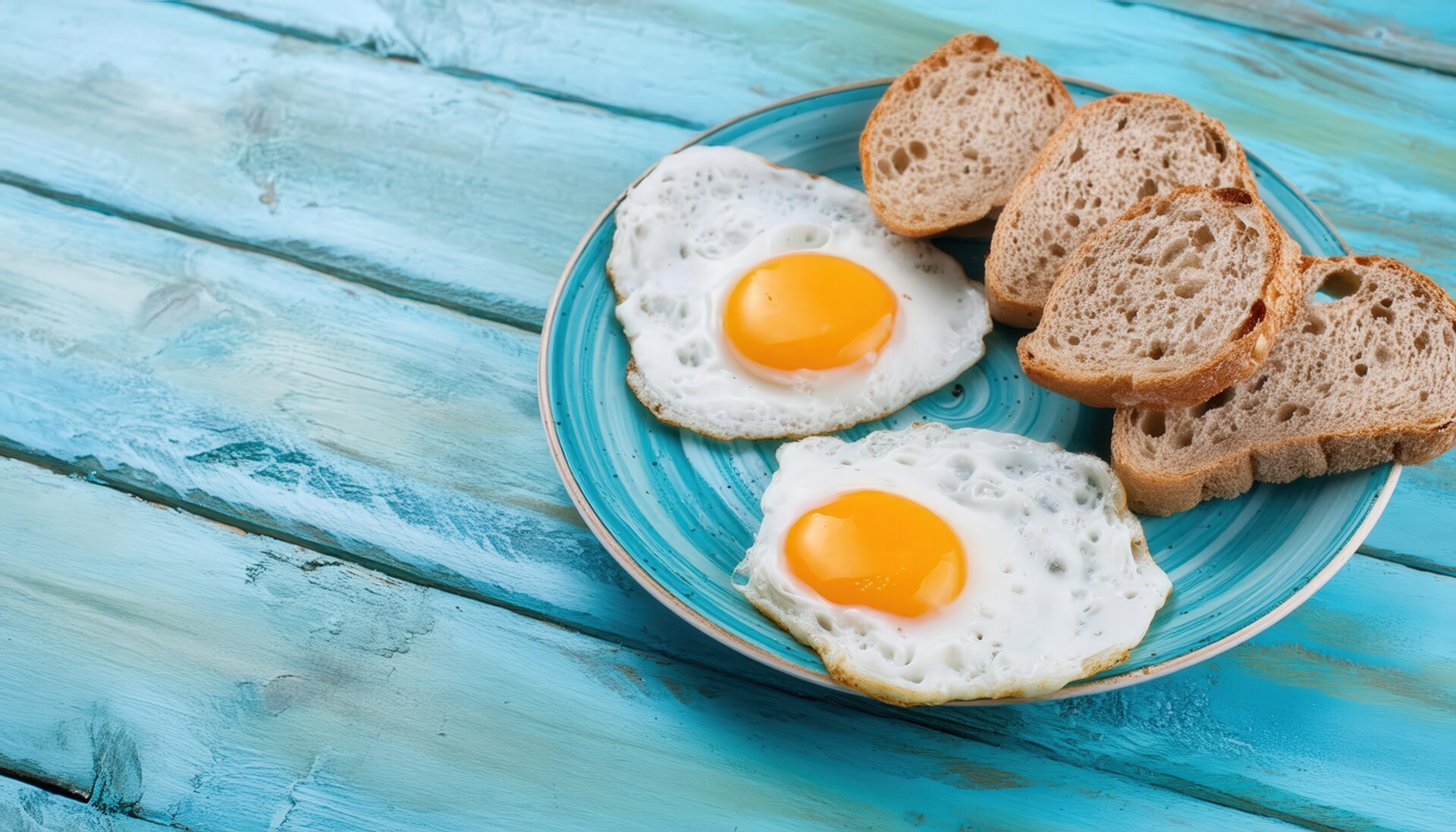 目玉焼きとパンの朝食