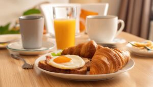 クロワッサンと朝食セット