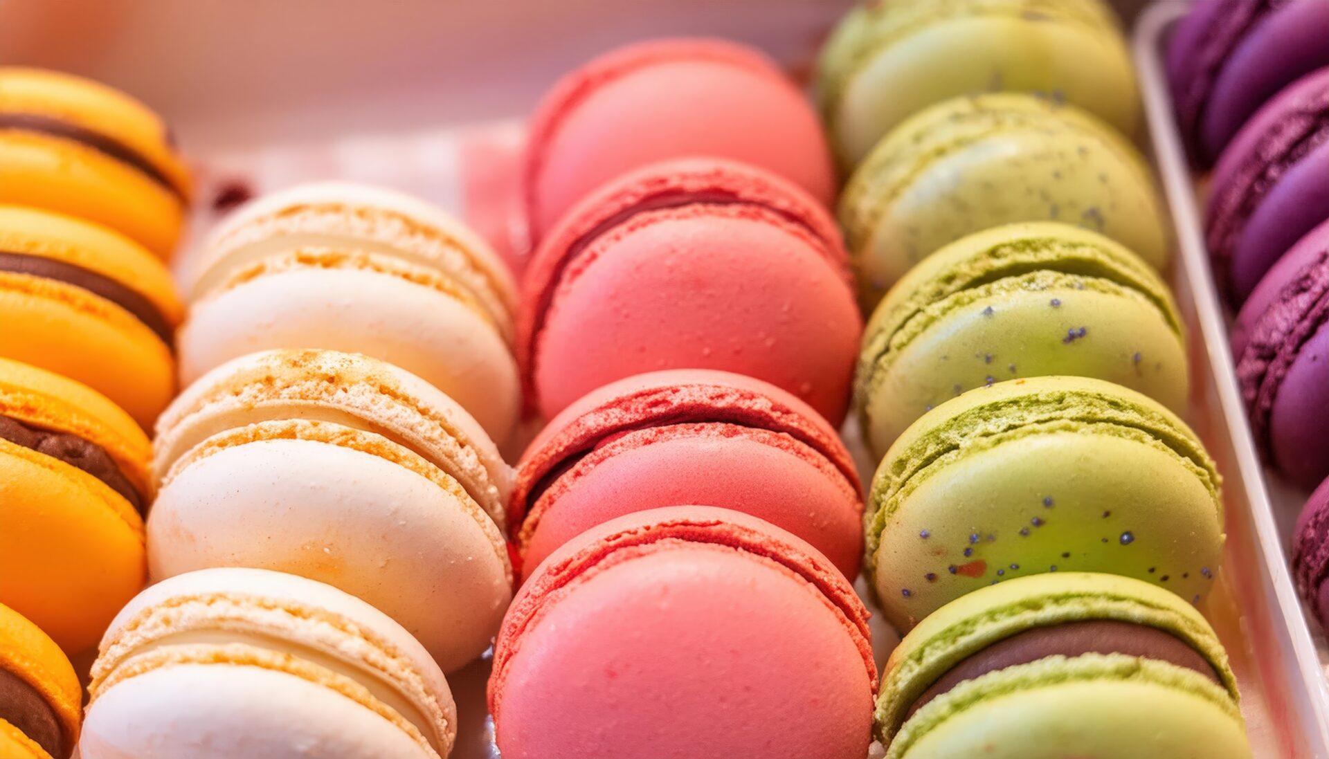 カラフルなマカロンが並ぶトレー