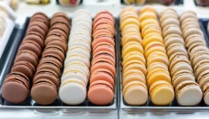 マカロンが整列されたショーケース