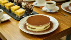 丸型ティラミスとコーヒー