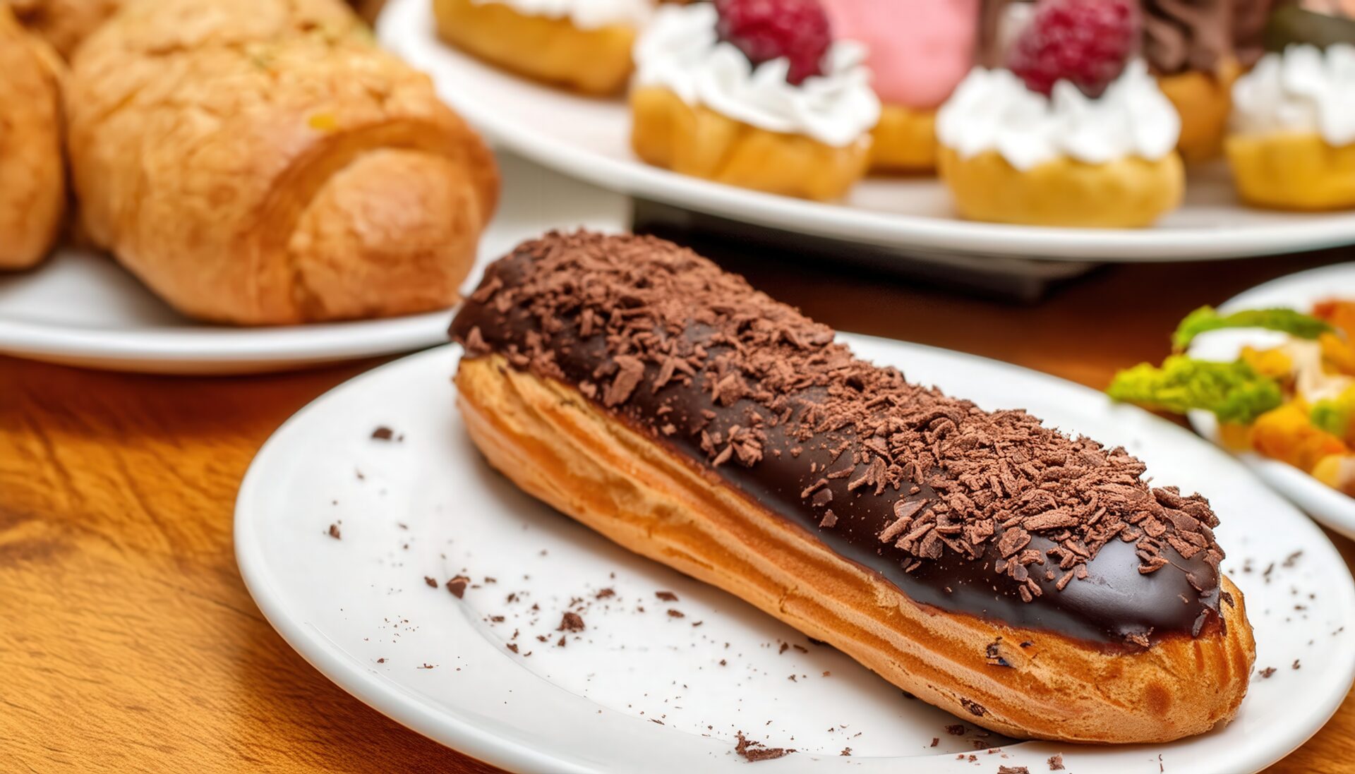 チョコチップエクレアとスイーツ盛り合わせ