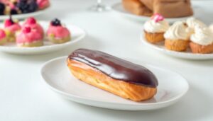 シンプルなエクレアと洋菓子プレート