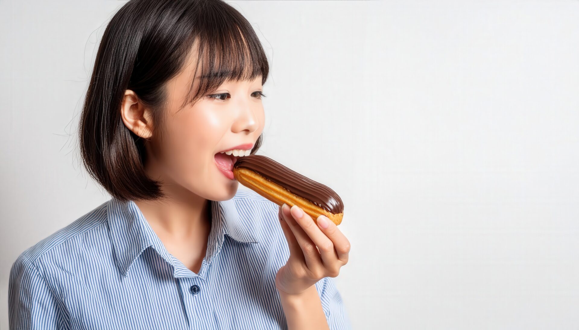 エクレアを食べる女性2