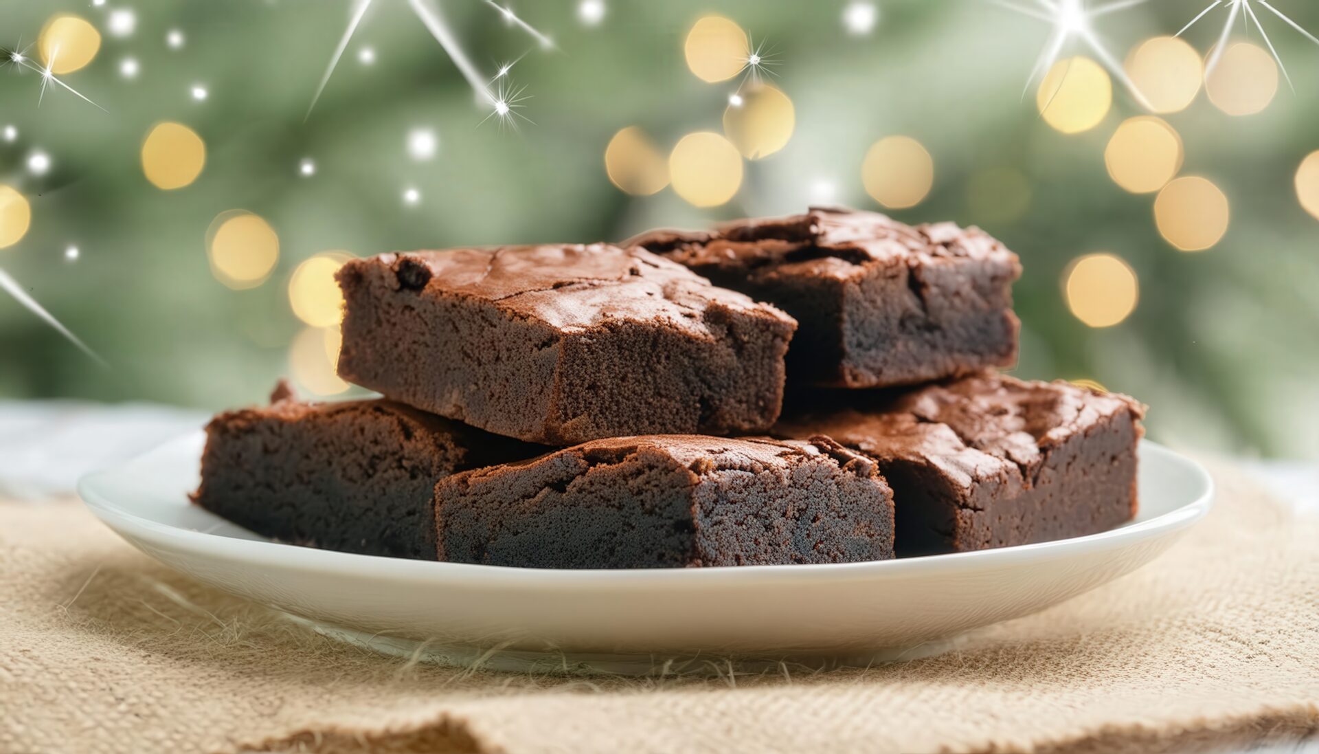 クリスマス風のブラウニー盛り付け