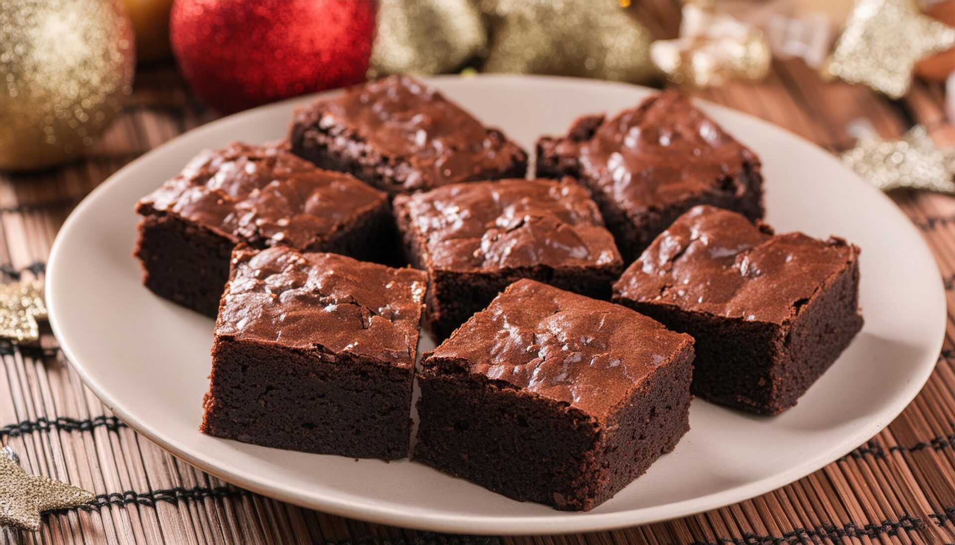 クリスマス風のブラウニー盛り付け