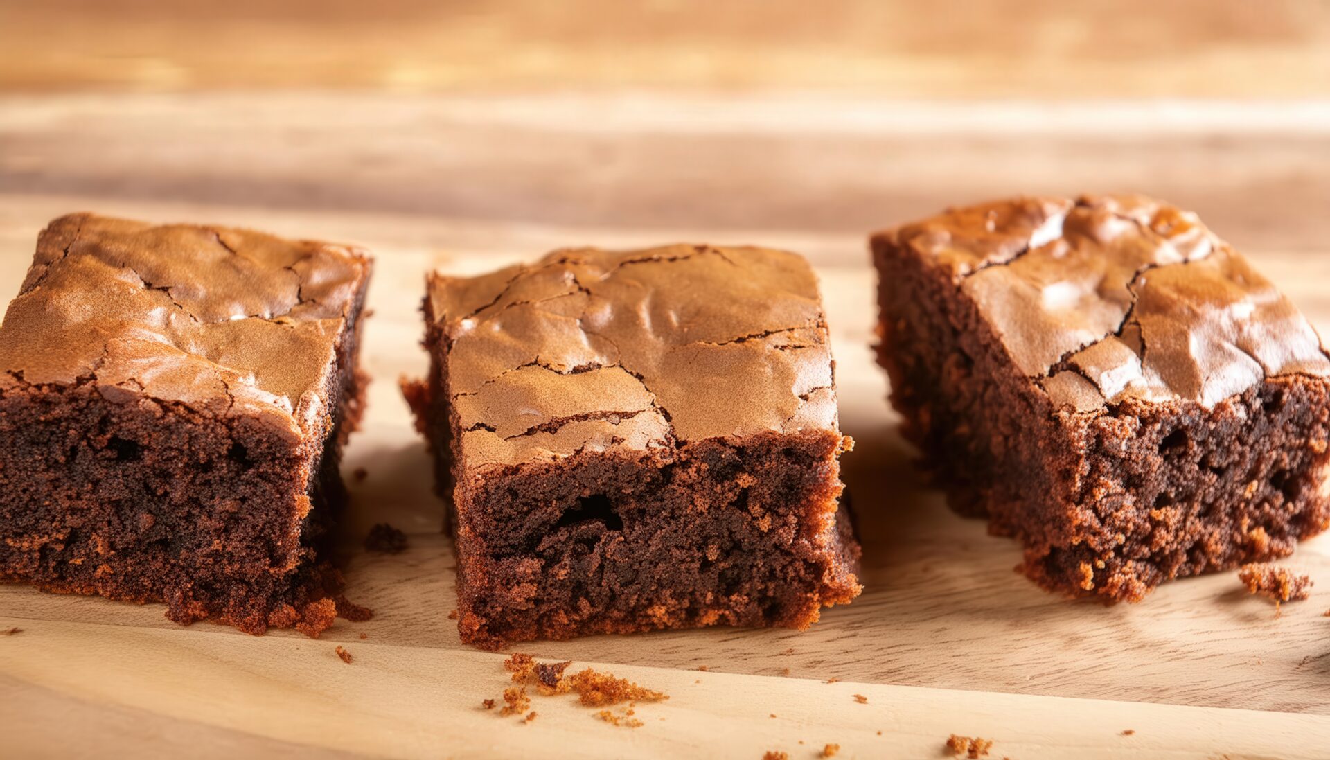 木目プレートのブラウニー3個