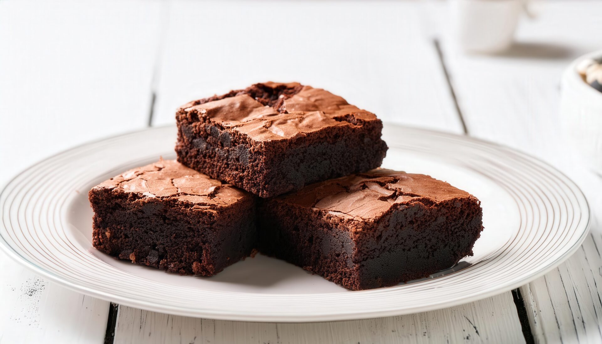 シンプルな白背景とブラウニー3個