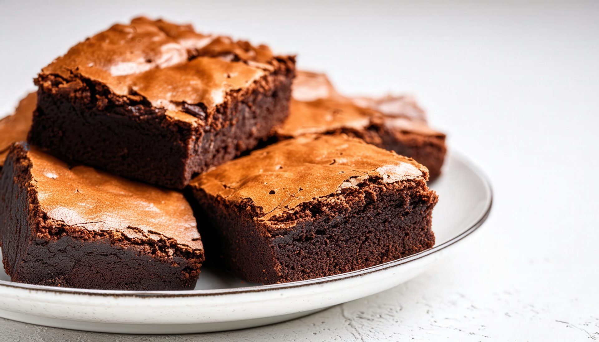 白背景とブラウニー5個の盛り付け