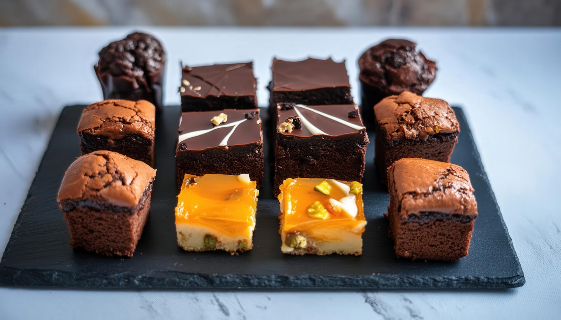 チョコレートブラウニーと焼き菓子の盛り合わせ