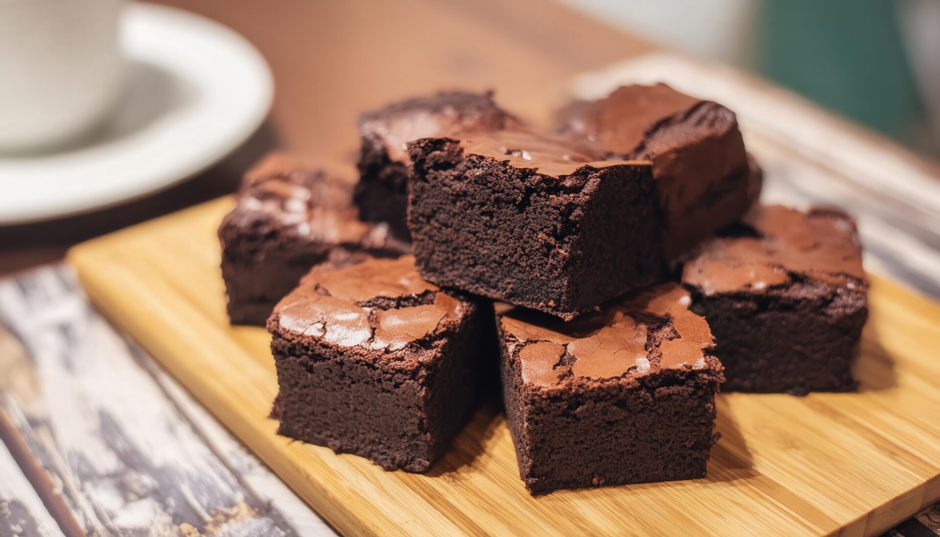 カッティングボードに並んだブラウニー