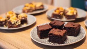 デザートプレートとチョコレートブラウニー