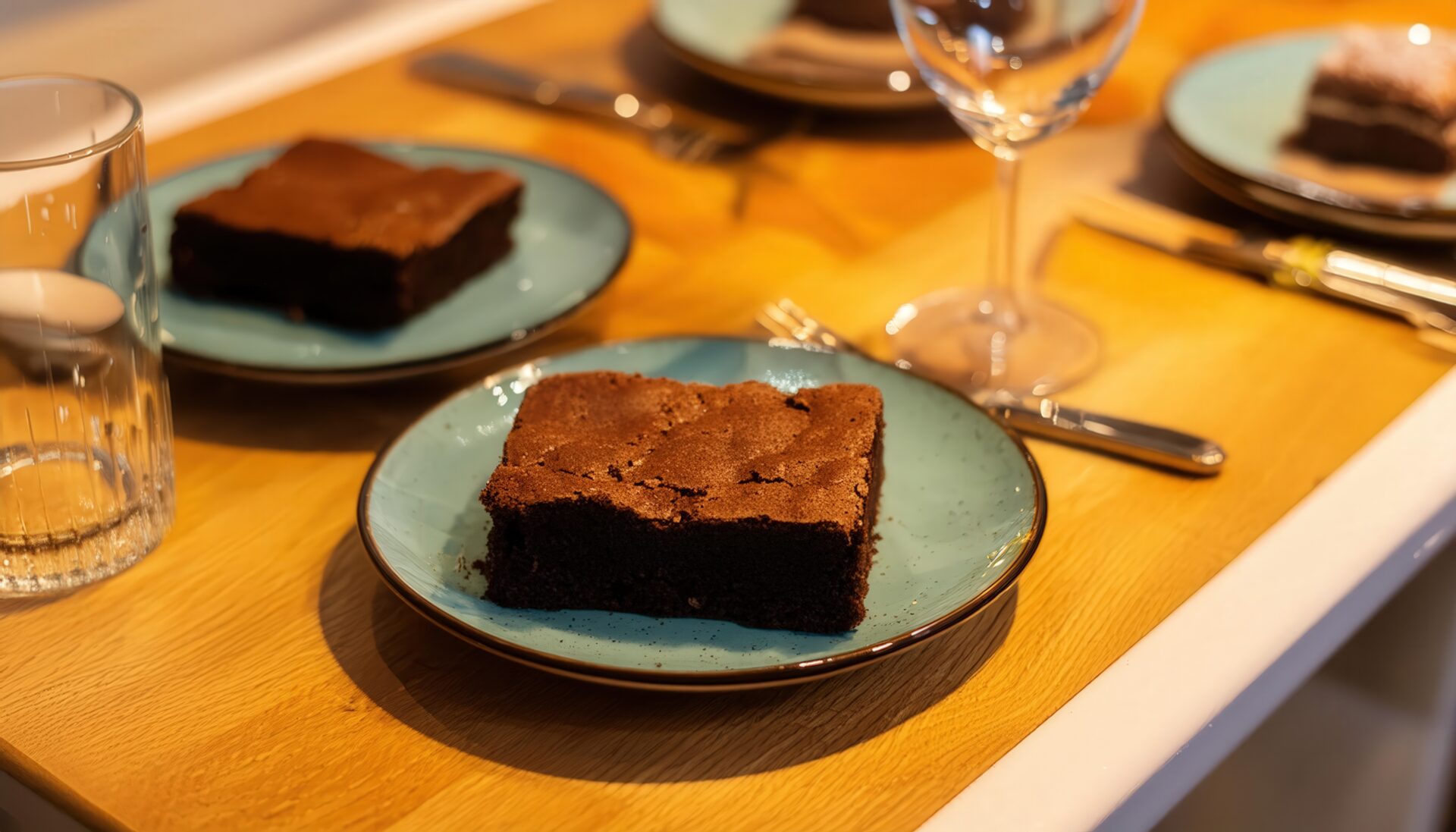 ディナーセットとブラウニー