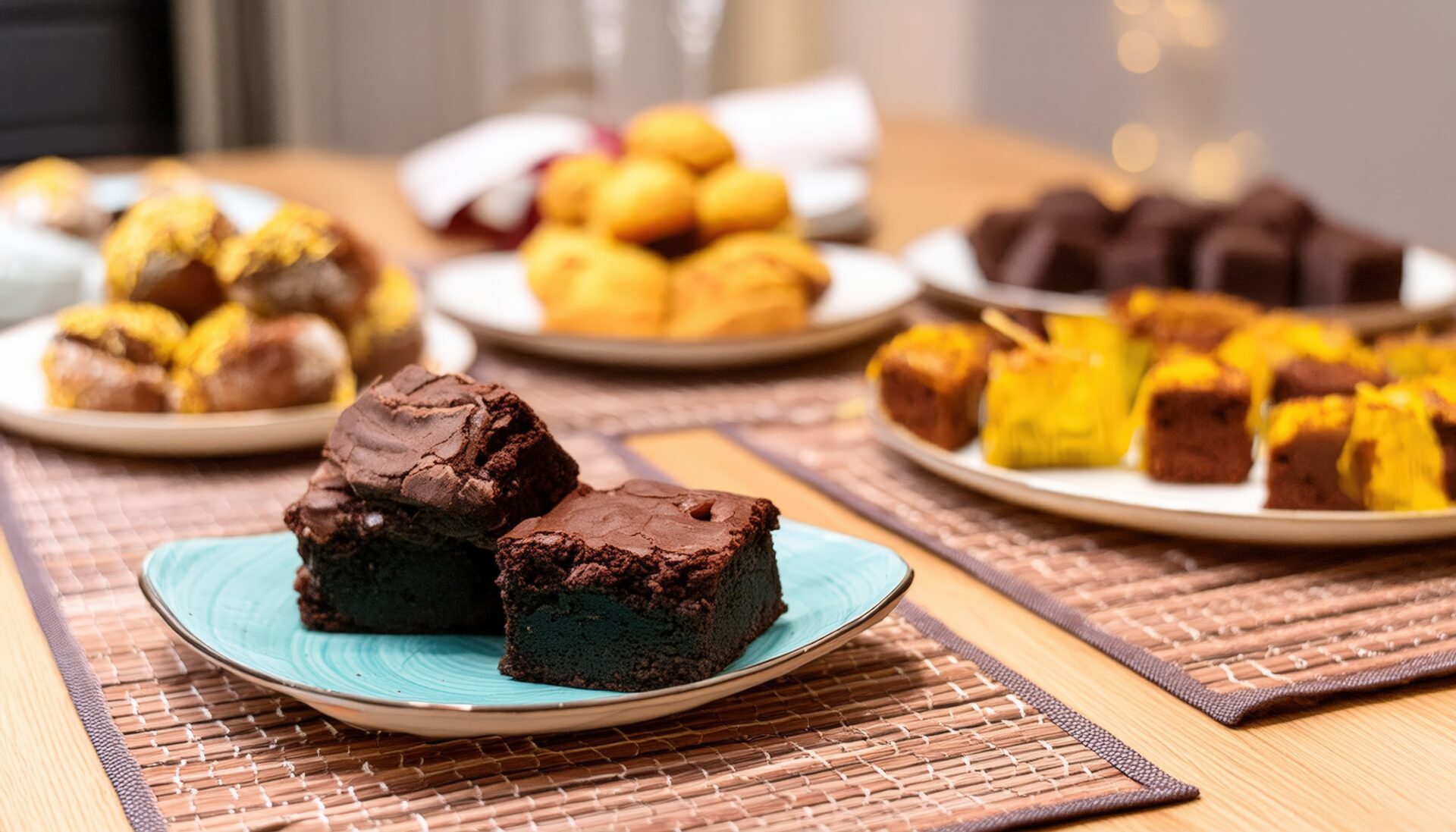カラフルな焼き菓子とブラウニー