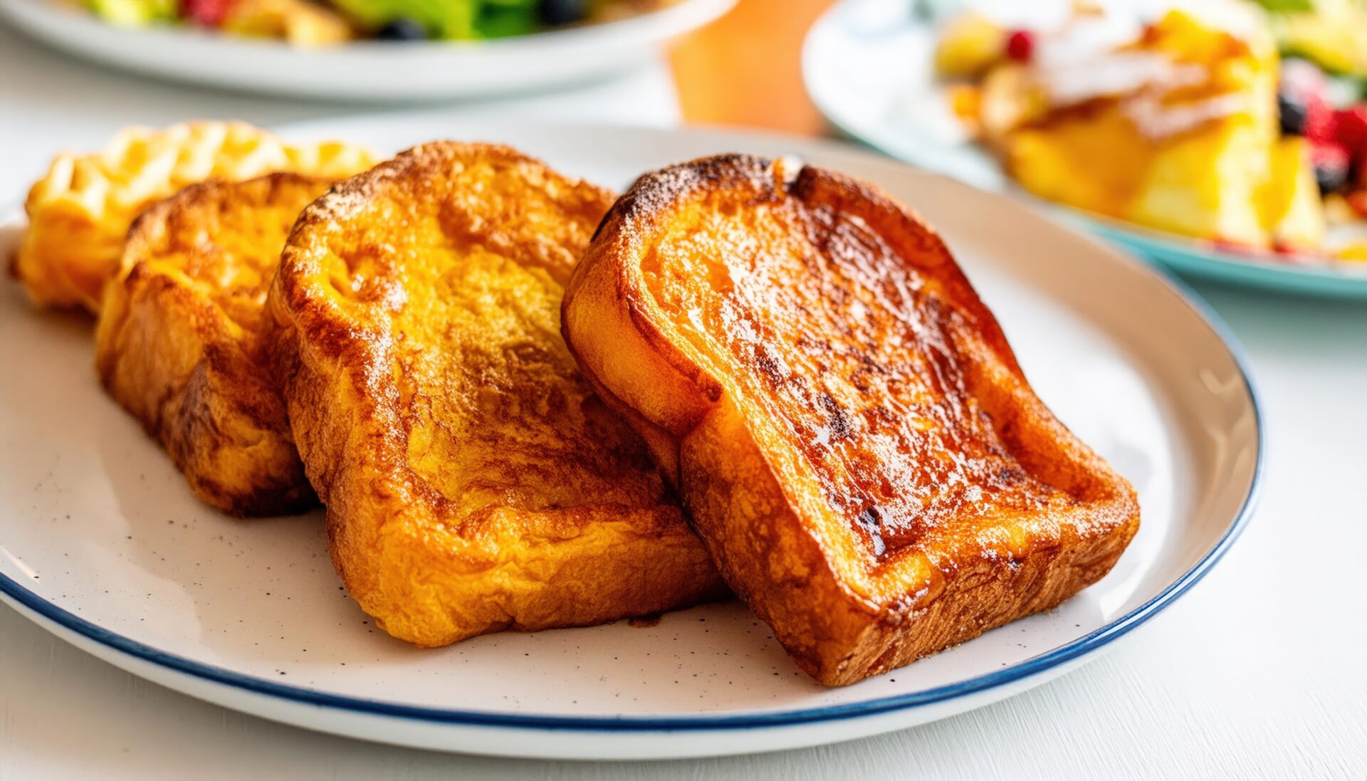 食事と一緒に盛られたフレンチトースト