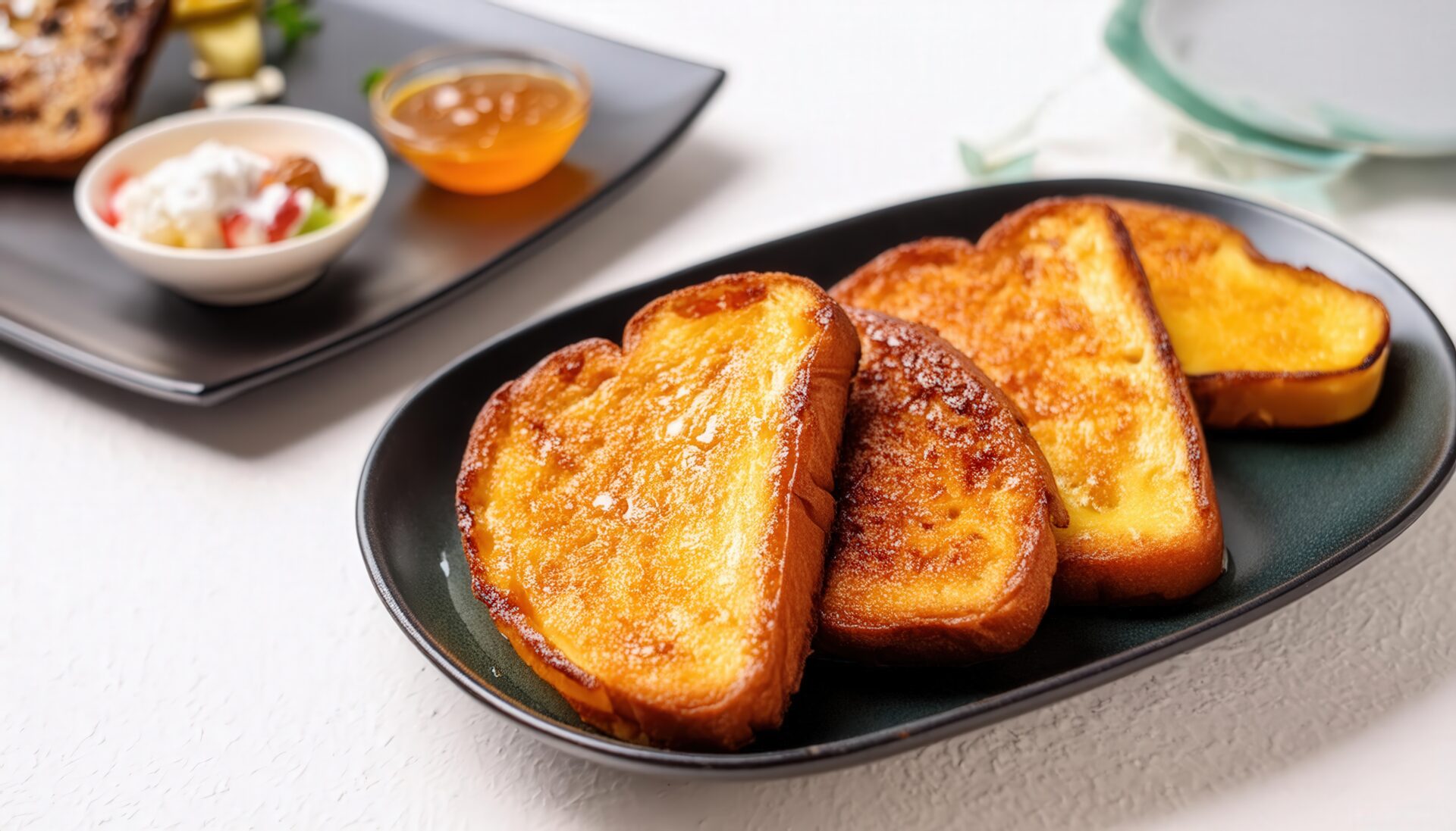 蜂蜜がかかった焼きたてフレンチトースト