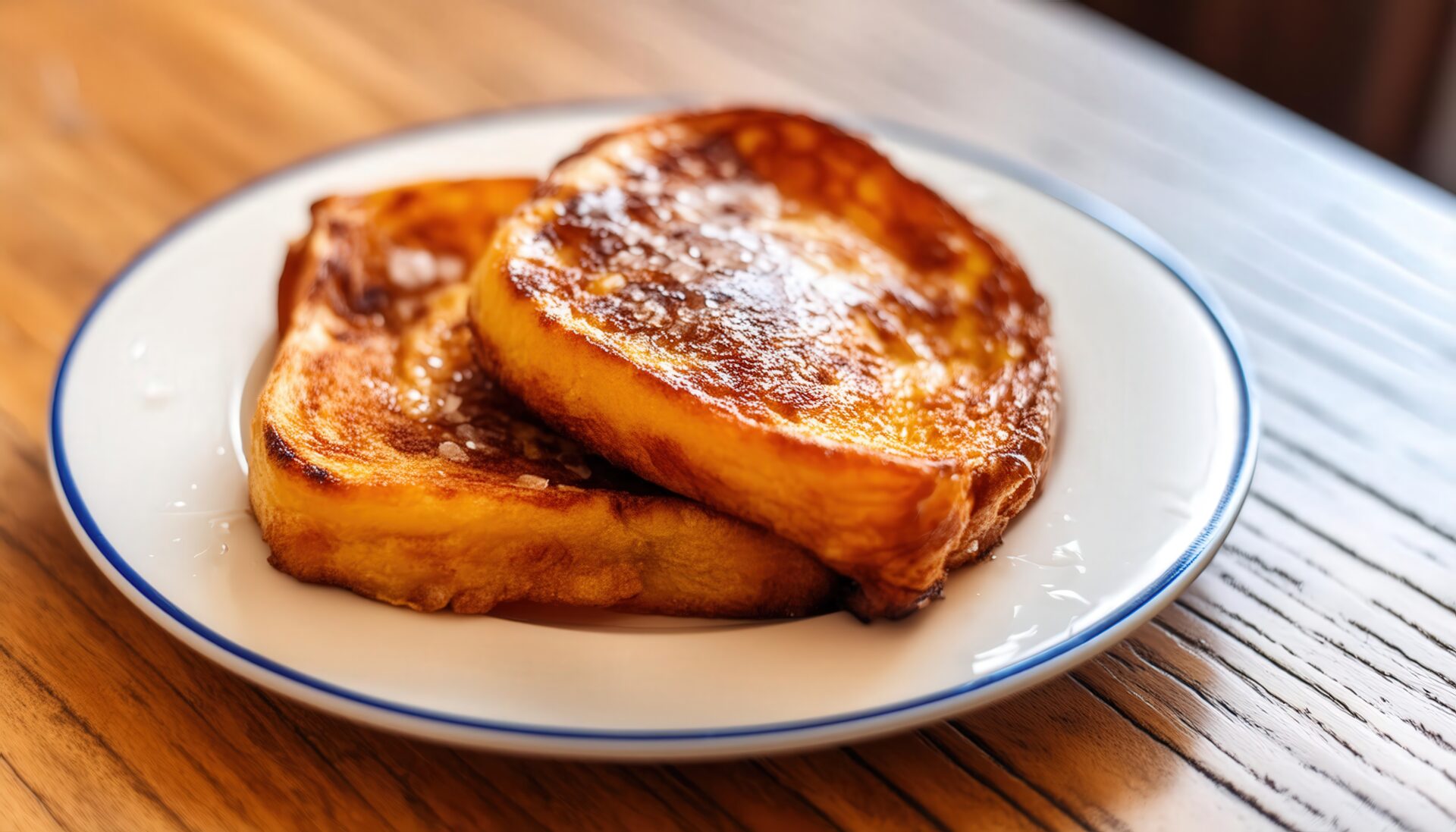 白いプレートに盛られた重ねたフレンチトースト