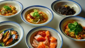 シーフード料理の盛り合わせ