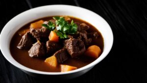 黒背景のビーフシチュー