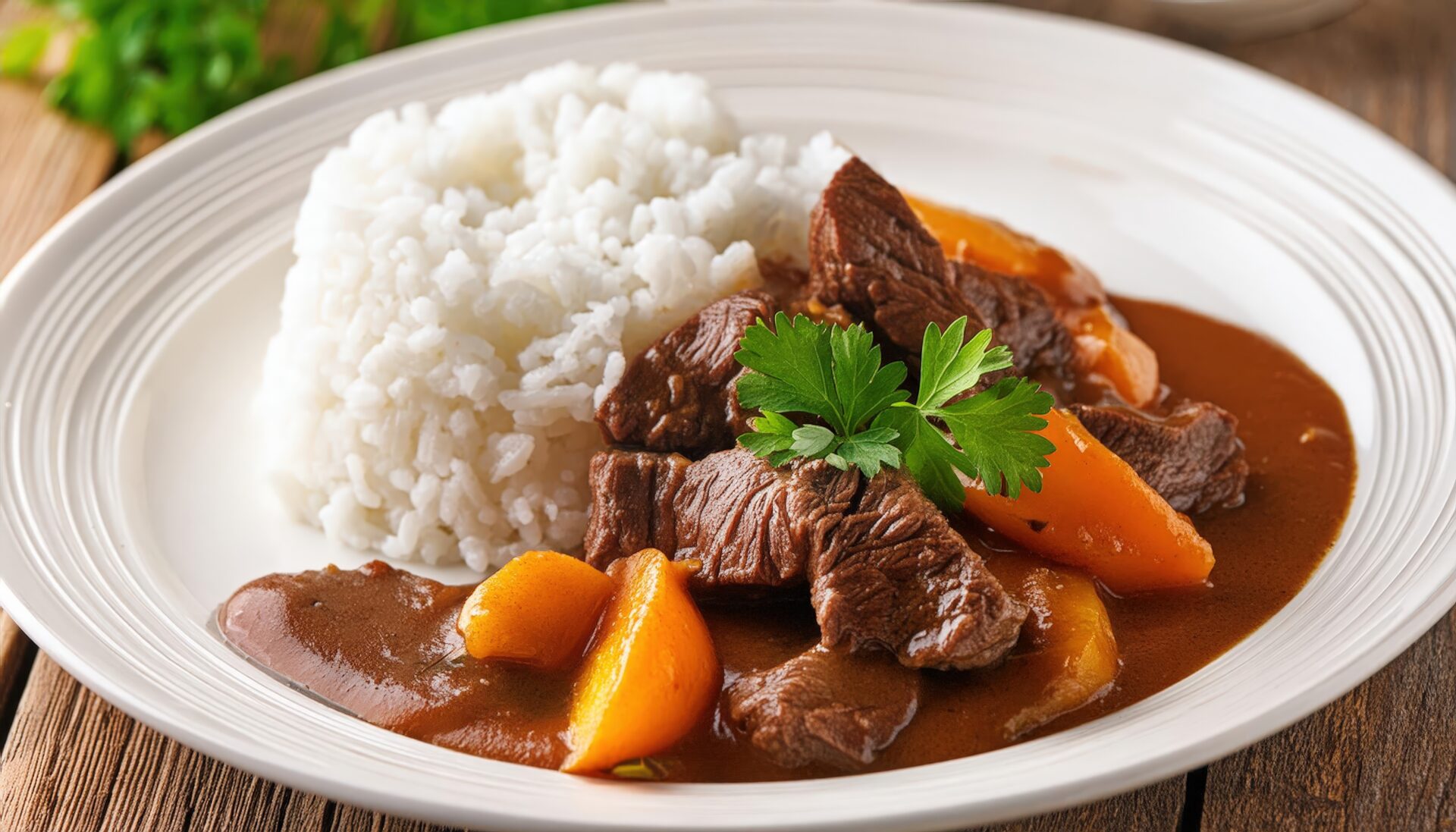 ビーフシチューとライスのワンプレート