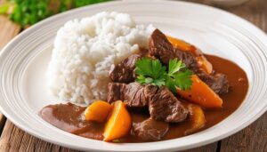 ビーフシチューとライスのワンプレート