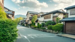 緑豊かな住宅街の静かな通り