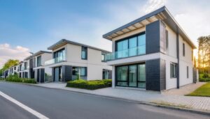 白基調の集合住宅群