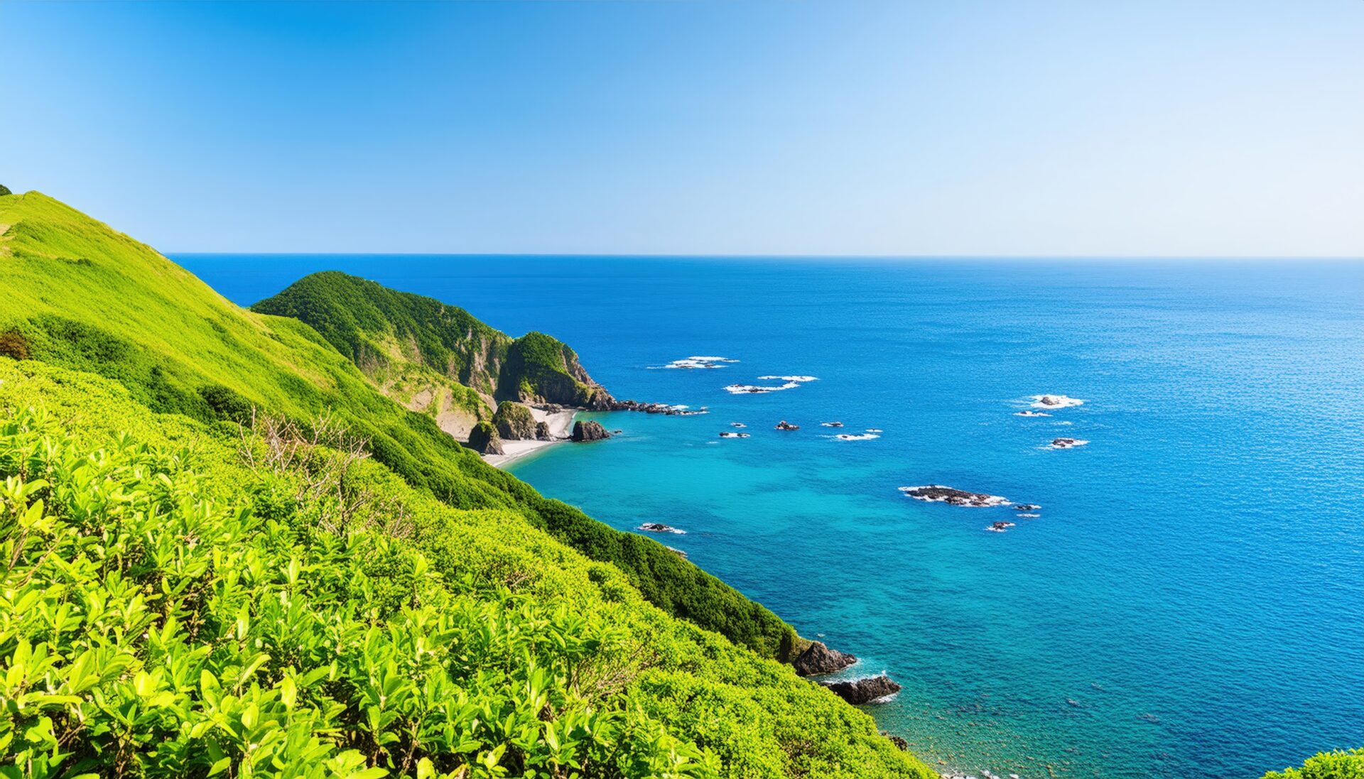 崖と透き通る海