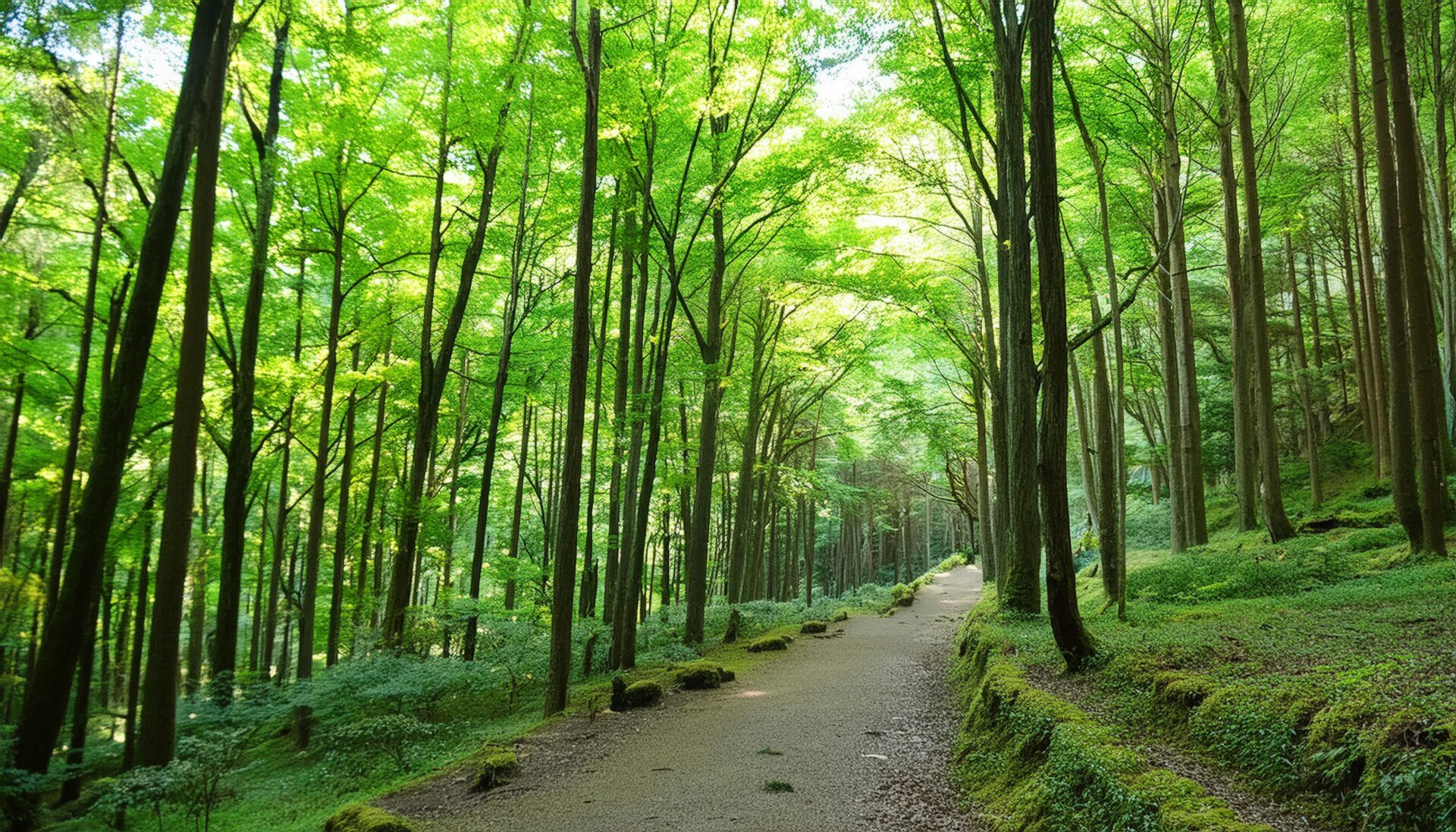 森の小道と新緑