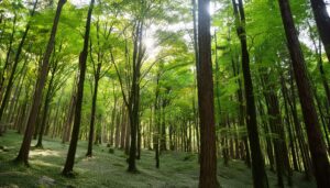 新緑の森林風景