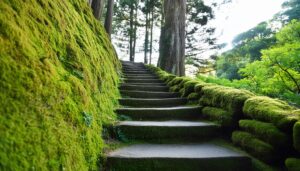 苔むした石段
