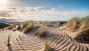 夕暮れの砂丘と海の眺望