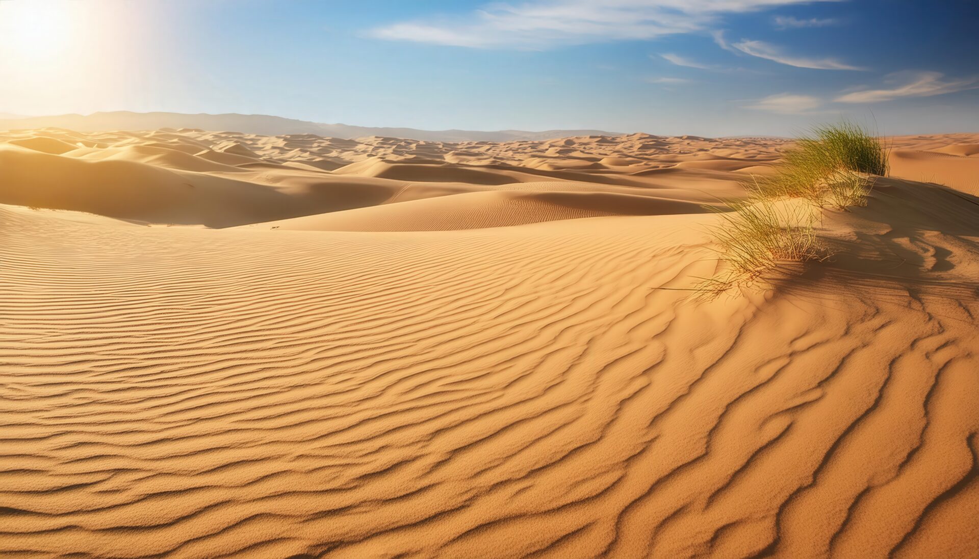 砂漠と草原のコントラスト