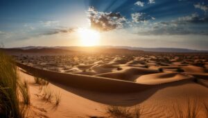 夕焼けの砂漠風景