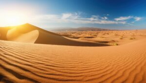 朝焼けの砂丘と青空