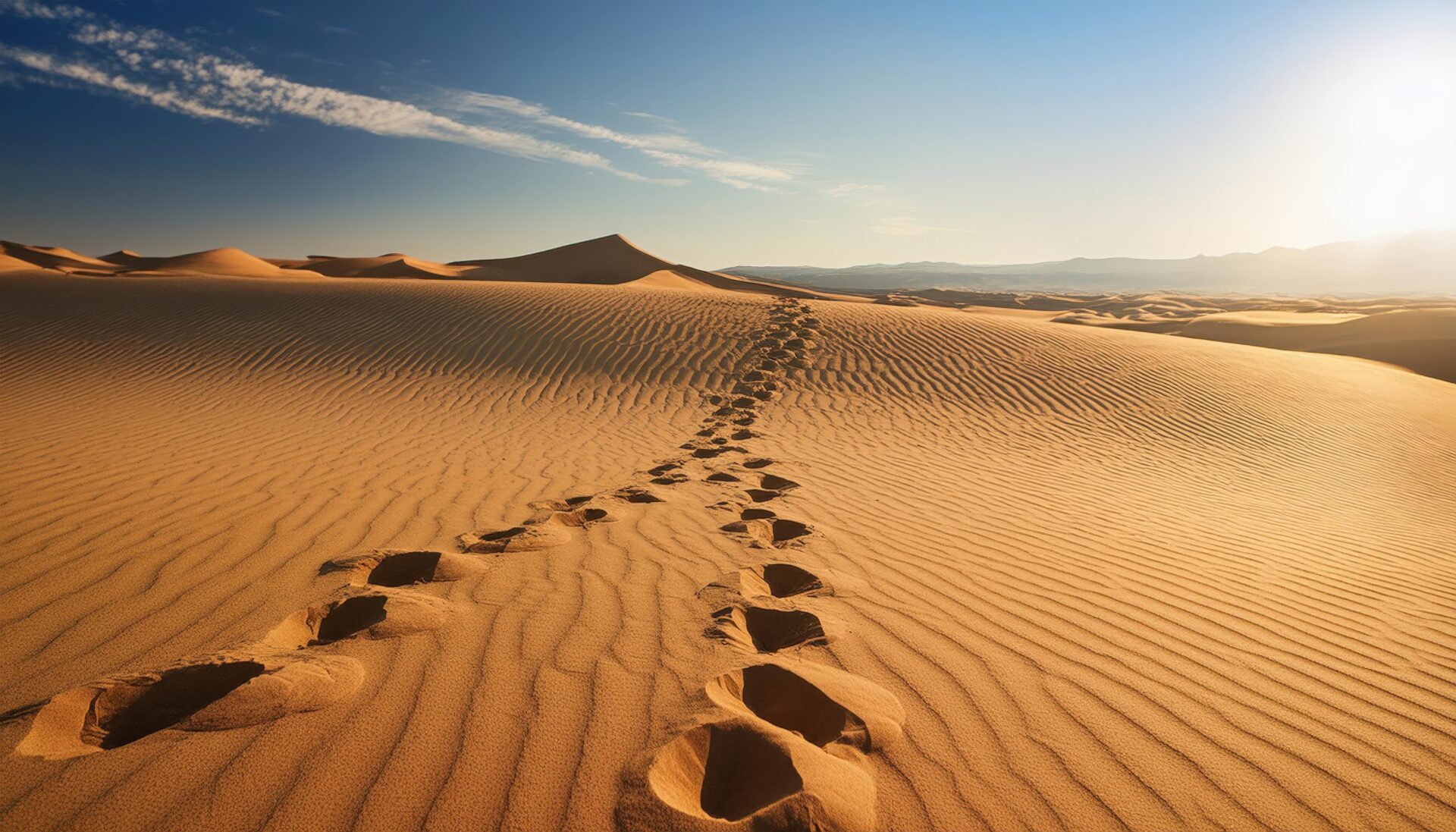 砂丘を横断する足跡
