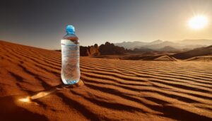 日没と砂丘のペットボトル