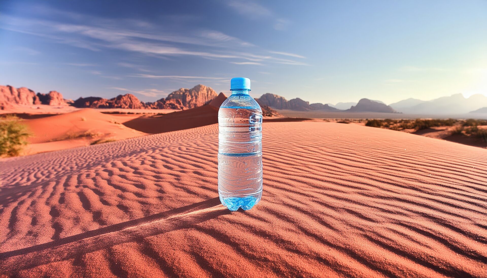 砂漠と水のペットボトル