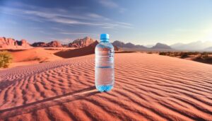 砂漠と水のペットボトル